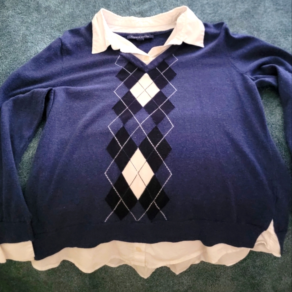 Tommy Hilfiger Women's Navy Argyle Sweater